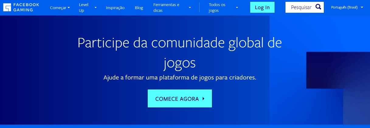 Página de criador de conteúdo do Facebook Gaming