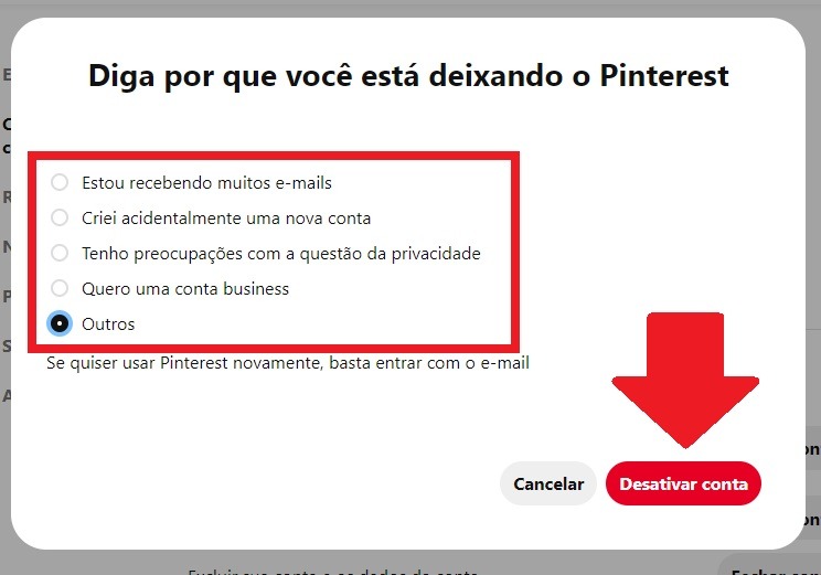 Como desativar uma conta no Pinterest