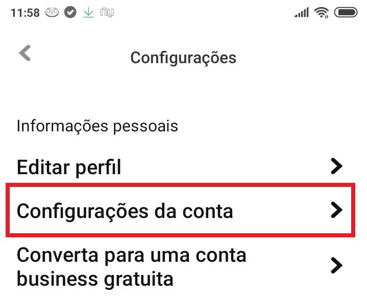 Desativar ou excluir conta pelo aplicativo