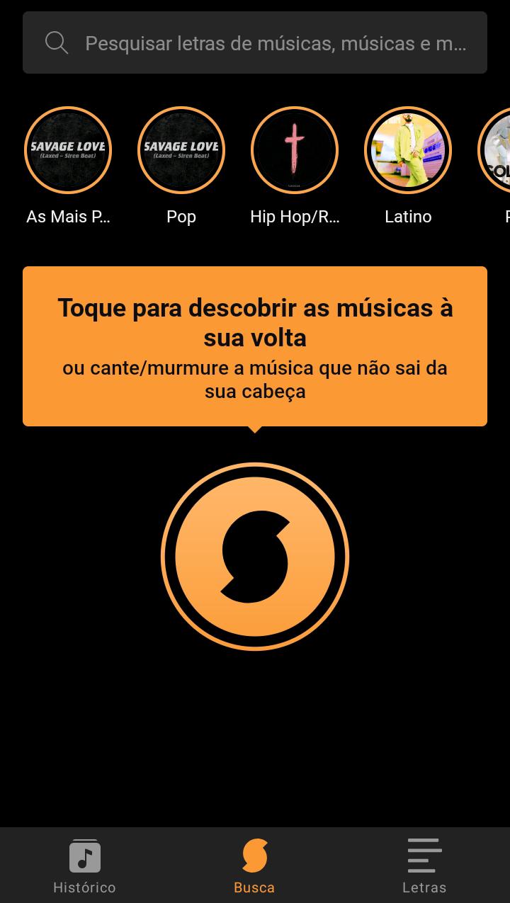 Interface do SoundHound