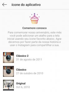 Novidades do aniversário de dez anos do Instagram: ícones